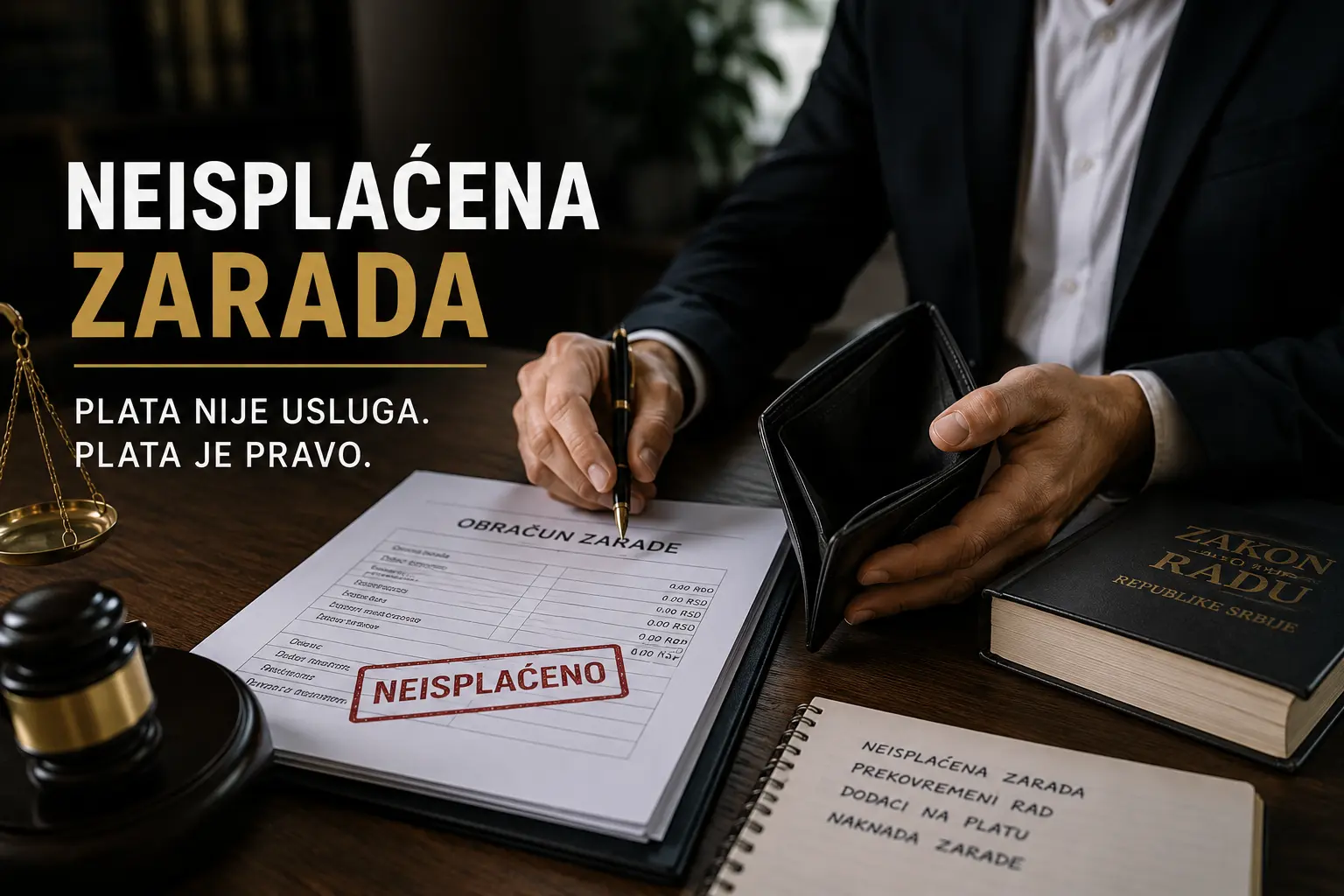 Neisplaćena zarada i prava zaposlenog zbog neisplaćene plate