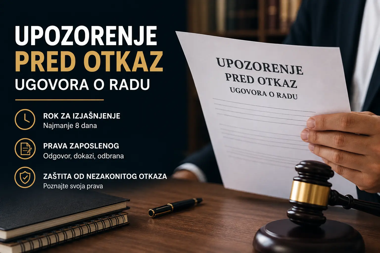 Upozorenje pred otkaz ugovora o radu na stolu u kancelariji sa poslovnom dokumentacijom